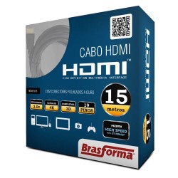 Cabo HDMI 15 Metros com Filtro e conectores banhados a outro 2.0 Brasforma